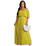 Casual Dress summer dotted prints fashion casual long plus size women's clothes dress