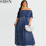 Casual Dress summer dotted prints fashion casual long plus size women's clothes dress