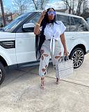Women's clothing Amazon hot sale ripped trousers casual pants
