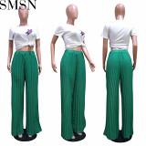 2022 spring new high temperature stereotypes pleated wide leg 2-layer pants