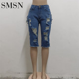 Fashion hand worn and washed stretch sexy denim shorts pants jeans
