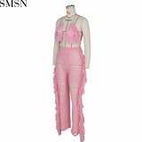 Two Piece Set Women Clothing sexy tassel knitted trousers suit