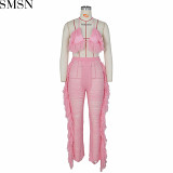 Two Piece Set Women Clothing sexy tassel knitted trousers suit