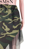 Amazon casual rock cotton camouflage mesh irregular skirt