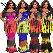 Plus Size Dress Amazon summer collection printed fashion sexy long plus-size women's dresses