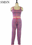 Two Piece Set Women Clothing Amazon summer 2022 New geometric knit suit women's pants two-piece set