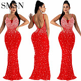 Amazon Fashion women ironed sleeveless night club sexy halterbelt dress