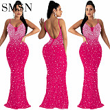Amazon Fashion women ironed sleeveless night club sexy halterbelt dress