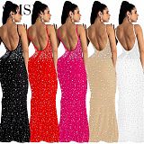 Amazon Fashion women ironed sleeveless night club sexy halterbelt dress