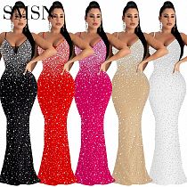 Amazon Fashion women ironed sleeveless night club sexy halterbelt dress