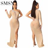 fashion dress for women sexy nightclub dress mesh see-through irregular women maxi long dress