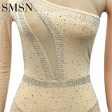 fashion dress for women sexy nightclub dress mesh see-through irregular women maxi long dress