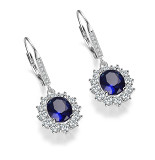 European and American fashion atmosphere 925 silver earrings blue zircon inlaid diamond earrings