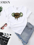 fashion 100% cotton round collar T-shirt logo printing 100% cotton short Tshirt