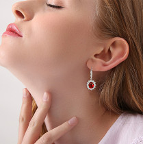 European and American fashion atmosphere 925 silver earrings blue zircon inlaid diamond earrings