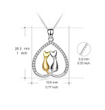 Heart shaped hollowed out pendant micro diamond kitten necklace