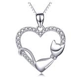 Amazon necklace Heart shaped hollowed out necklace Cat pendant clavicle chain