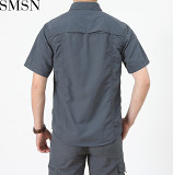 Men short sleeved quick dry shirt outdoor cargo breathable sweat absorption quick dry shirt printing logo