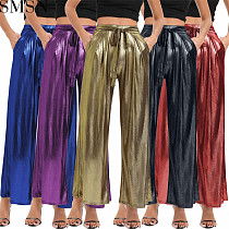 European and American new beauty stripe gilding sexy nightclub wide leg pants casual trousers