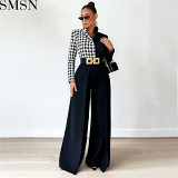 Amazon women clothing pendant loose slimming wide leg pants solid color straight fashion casual pants