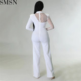 Women jumpsuit 2022 spring wholesale jumpsuit solid color casual jumpsuit solid color straight pants