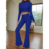 2 Piece Set Women 2022 Amazon autumn new fashion casual suit short top slim fit slim flare pants