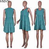 Casual Dress 2022 New Amazon ebay Fashion casual V neck solid color dress