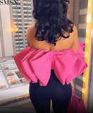 European and American women clothing sexy fashion printing backless tube top Big Bow top summer