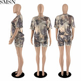 Two Piece Set Women Clothing 2022 summer popular letter camouflage shorts suit