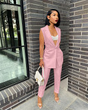 Two Piece Set Women Clothing casual solid color split suit two piece suit (belted)