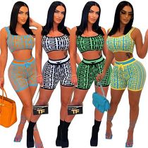 Summer outfits 2022 printed ladies 2 piece short set fashion set women