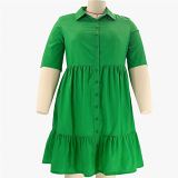 2022 new arrivals solid color ladies casual dresses plus size women's summer clothing
