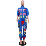 Summer clothes printed casual loose jumpsuit women ladies jumpsuits 2022