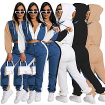 Womens fall clothing 2022 sweatpants and hoodie set 2 pc set denim sweat suits women