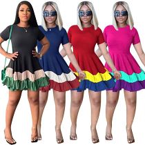 New arrivals short sleeve a-line dress womens latest dress designs for ladies
