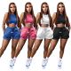 Summer outfits 2022 solid color casual 2 piece short set women workout clothing