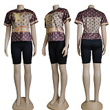  Two Piece Set Women Clothing 2022 summer digital print short sleeve shorts set