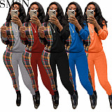 2 Piece Set Women 2022 new arrivals grid print casual pullover 2 piece pants set ladies sweat suits