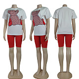 Two Piece Set Women Clothing New summer 2022 digital print short sleeve shorts set