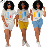 Two Piece Set Women Clothing Amazon fashion casual printing T shirt two piece set