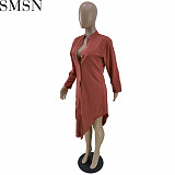 Fashion dress for women wholesale washed cotton solid color multicolor dress