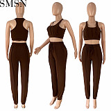 Two Piece Set Women Clothing vest positioning line shrink foot sports casual two piece suit