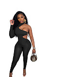 Bodycon Jumpsuit European and American tight lace up single sleeve irregular jumpsuit