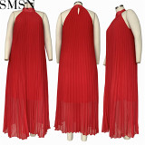 Casual Dress large size fashion pleated loose temperament sleeveless dress for women
