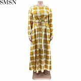 Two Piece Set Women Clothing plaid printed two-piece loose casual plus size women suit