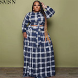 Two Piece Set Women Clothing plaid printed two-piece loose casual plus size women suit