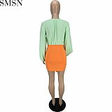 2 Piece Set Women Amazon Fashion sexy color block jumpsuit skirt suit two piece set