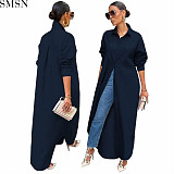 Fashion Ladies Loungewear Maxi Shirt Loose Long Sleeve Plus Size Autumn Women Shirt