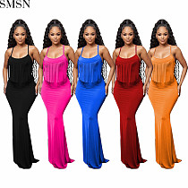 Casual Dress  European and American women sexy fashion halter neck tie halter fringed dress
