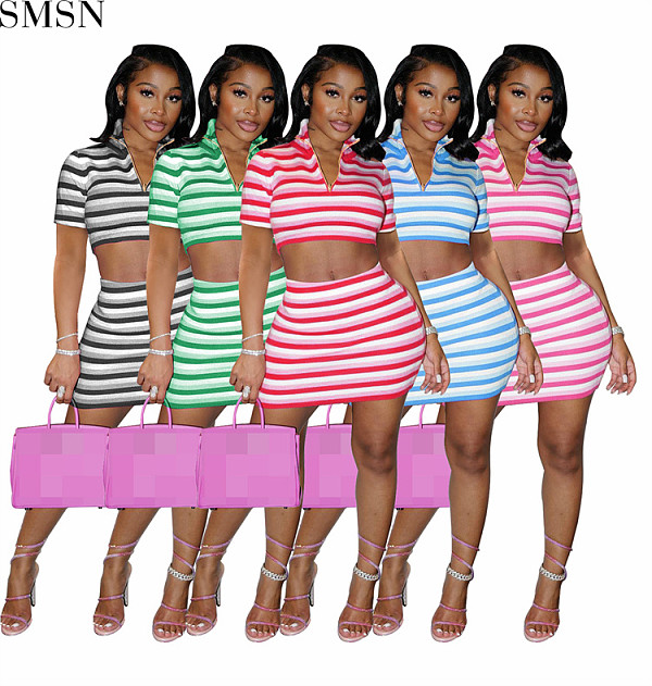 Summer Short Sleeves Plus Size Women Clothing Two Piece Set Skirt Two Piece Set Two Piece Set